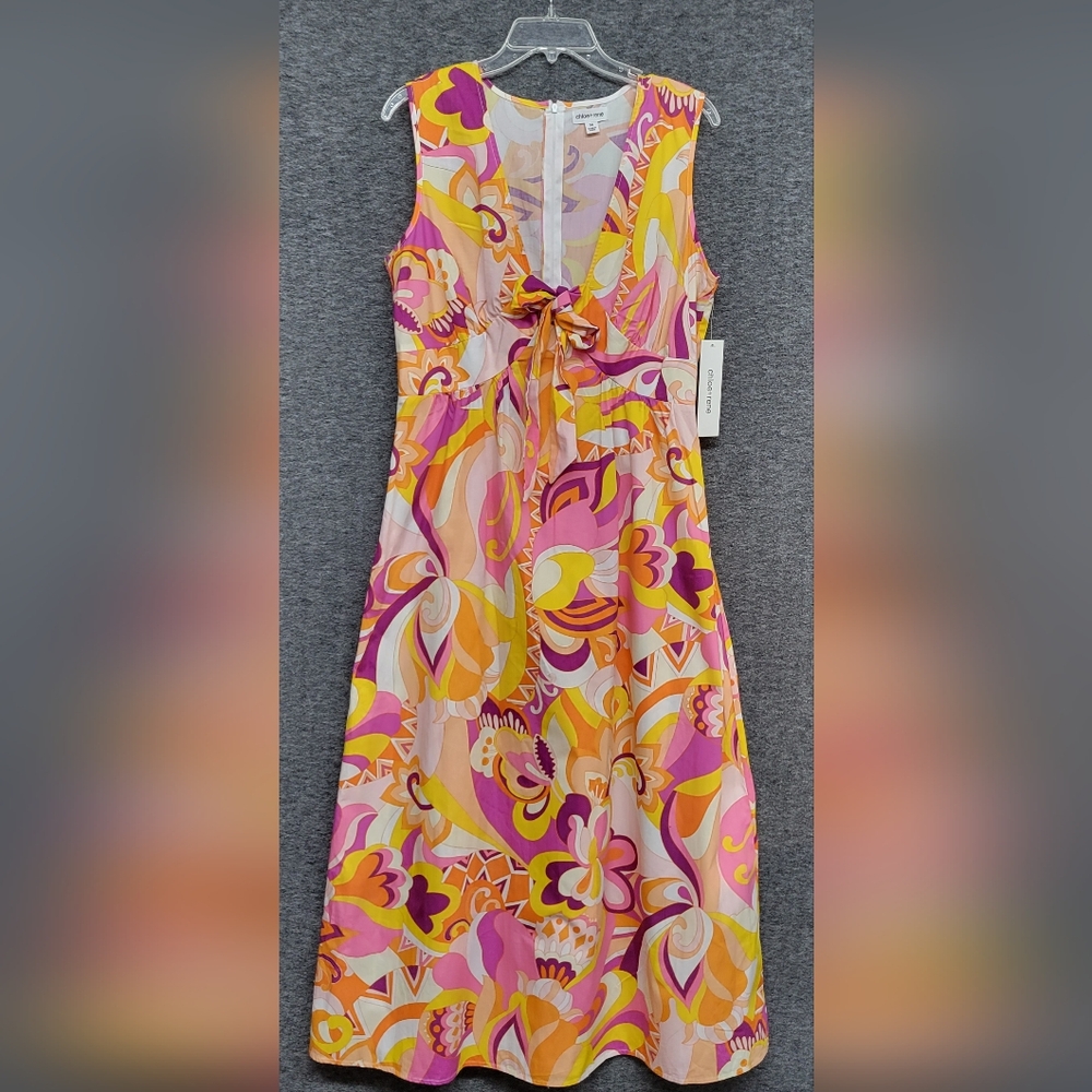 NWT Chloe + Rene Sleeveless Geometric Maxi Dress Size M 100% Cotton